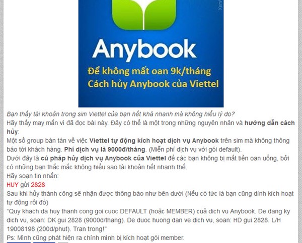 Viettel bị tố ‘móc túi’ người dùng qua dịch vụ Anybook